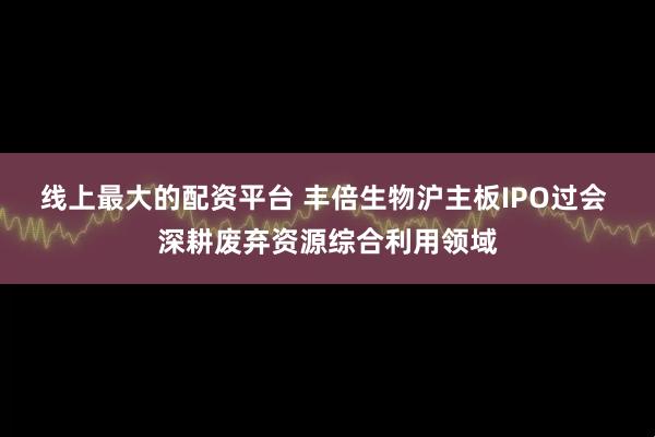 线上最大的配资平台 丰倍生物沪主板IPO过会 深耕废弃资源综合利用领域