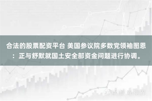 合法的股票配资平台 美国参议院多数党领袖图恩：正与舒默就国土安全部资金问题进行协调。